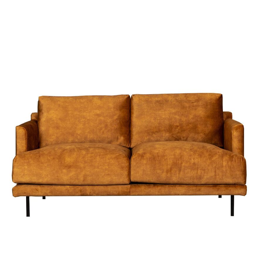 Samt Sofa Denver 2,5-Sitzer ockergelb/cognac