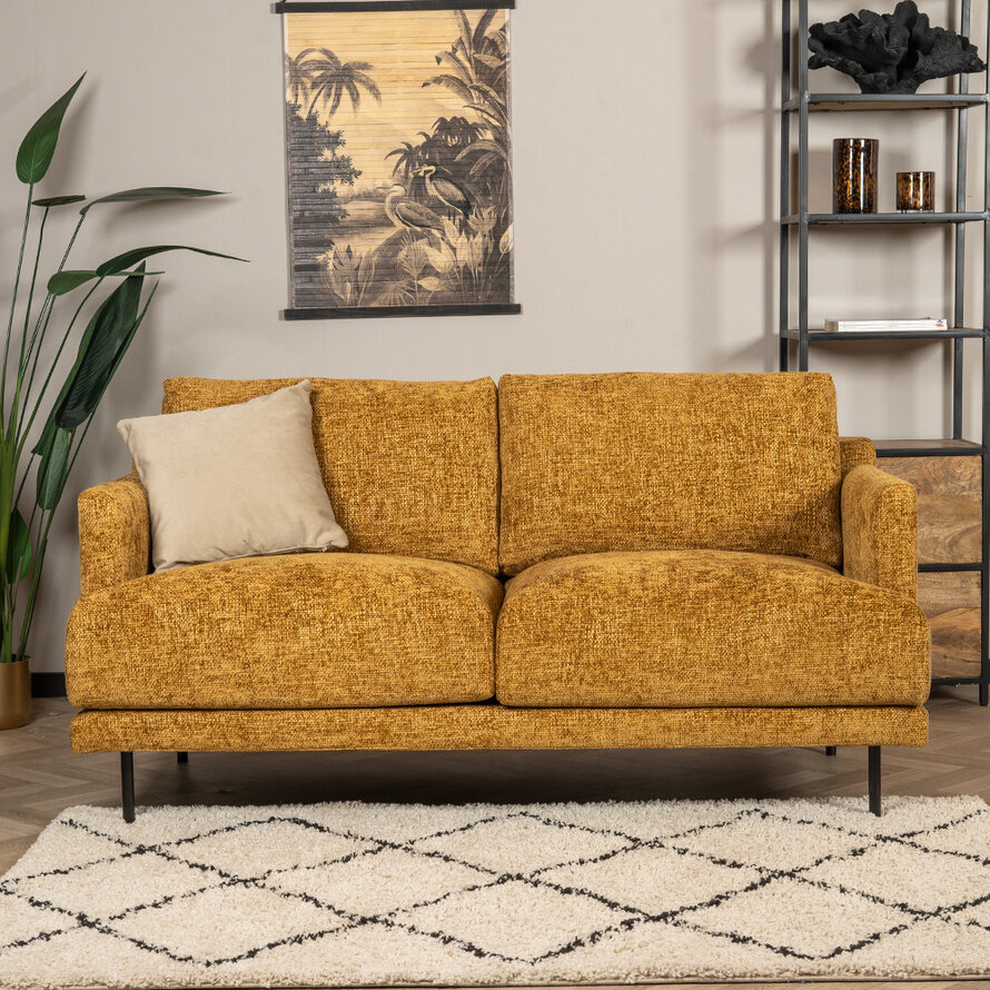 Chenille Sofa Denver 2,5-Sitzer ockergelb/cognac