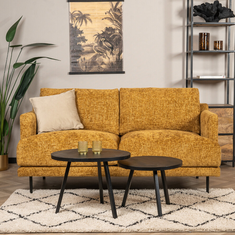 Chenille Sofa Denver 2,5-Sitzer ockergelb/cognac