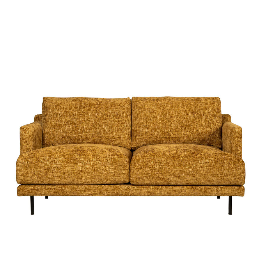 Chenille Sofa Denver 2,5-Sitzer ockergelb/cognac