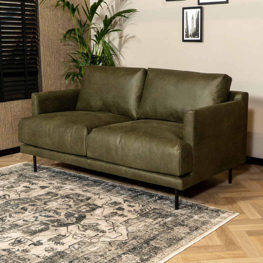 Leder Sofa Denver 2,5-Sitzer olivgrün