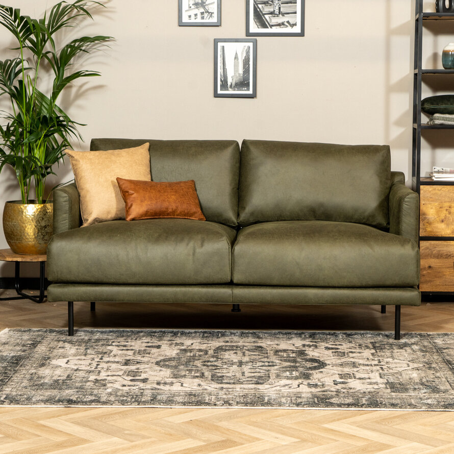 Leder Sofa Denver 2,5-Sitzer olivgrün