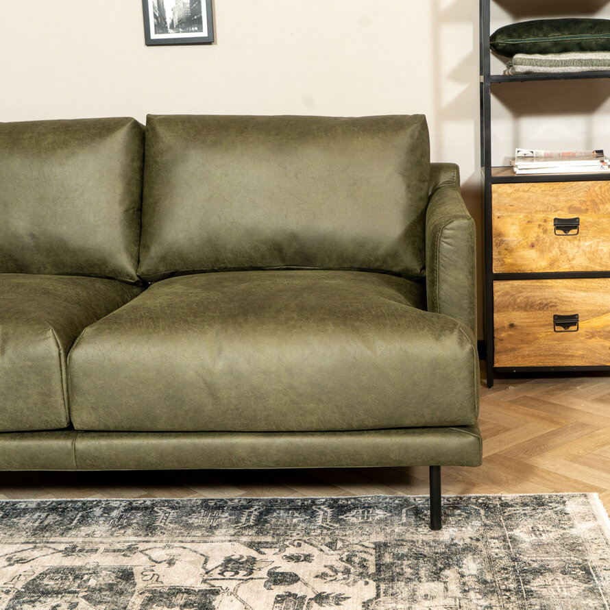 Leder Sofa Denver 2,5-Sitzer olivgrün