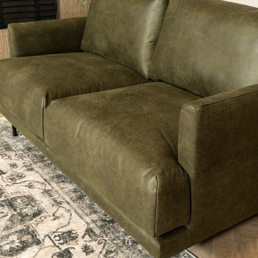 Leder Sofa Denver 2,5-Sitzer olivgrün