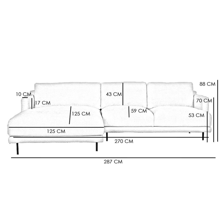 Ecksofa Denver Samt schwarz links