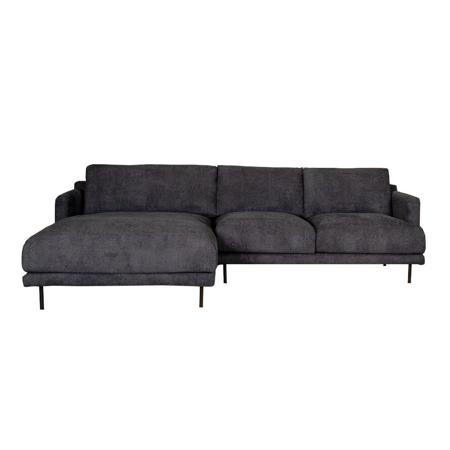 Ecksofa Denver Bouclé schwarz links