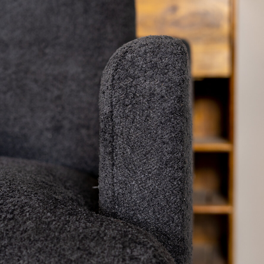 Ecksofa Denver Bouclé schwarz links