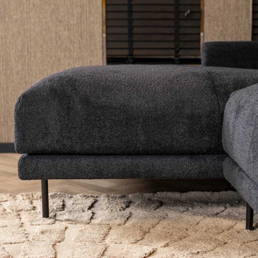 Ecksofa Denver Bouclé schwarz links