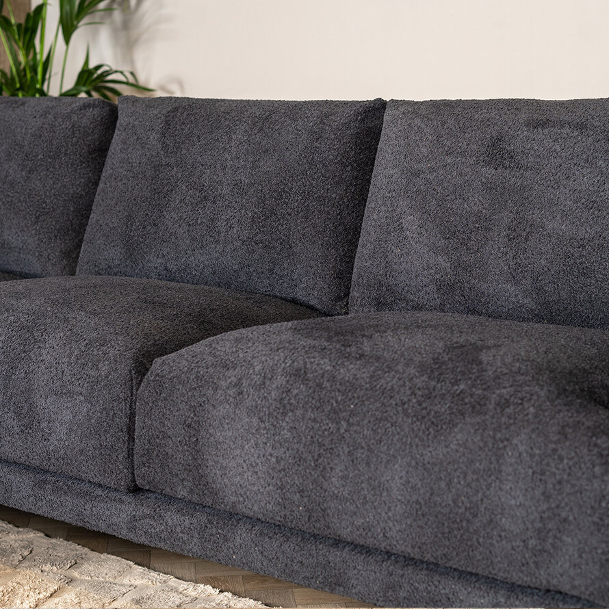 Ecksofa Denver Bouclé schwarz links