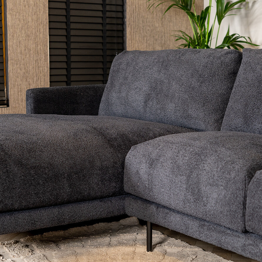 Ecksofa Denver Bouclé schwarz links