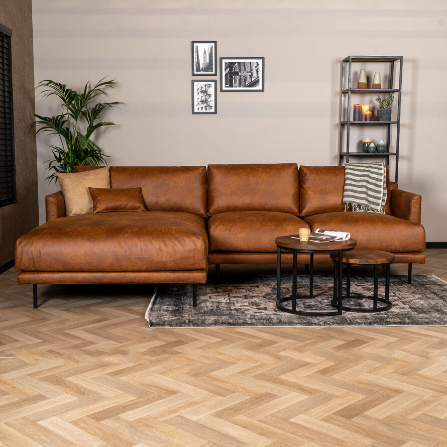 Ecksofa Denver Leder cognac links