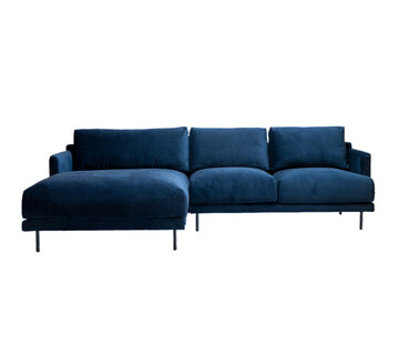 Bronx71 Ecksofa Denver Samt dunkelblau links