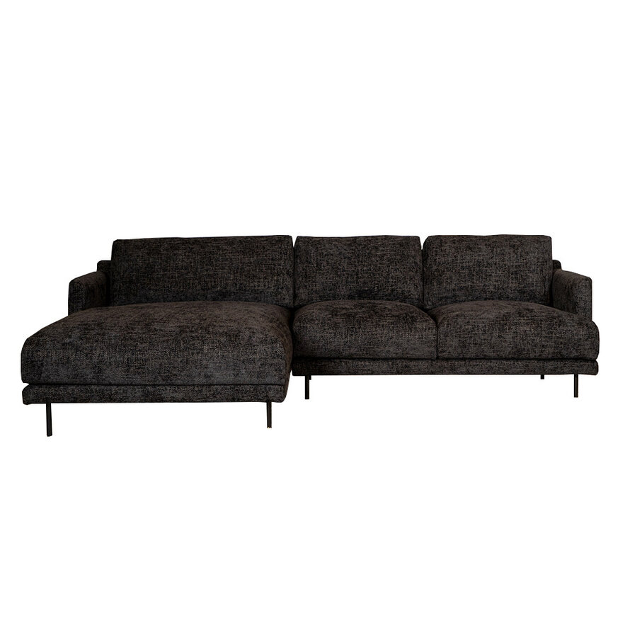 Ecksofa Denver Chenille schwarz links