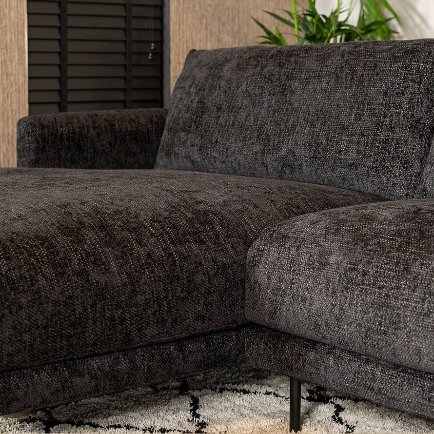 Ecksofa Denver Chenille schwarz links