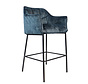 Barstuhl Samt Jayron mit Armlehne blau 82 cm