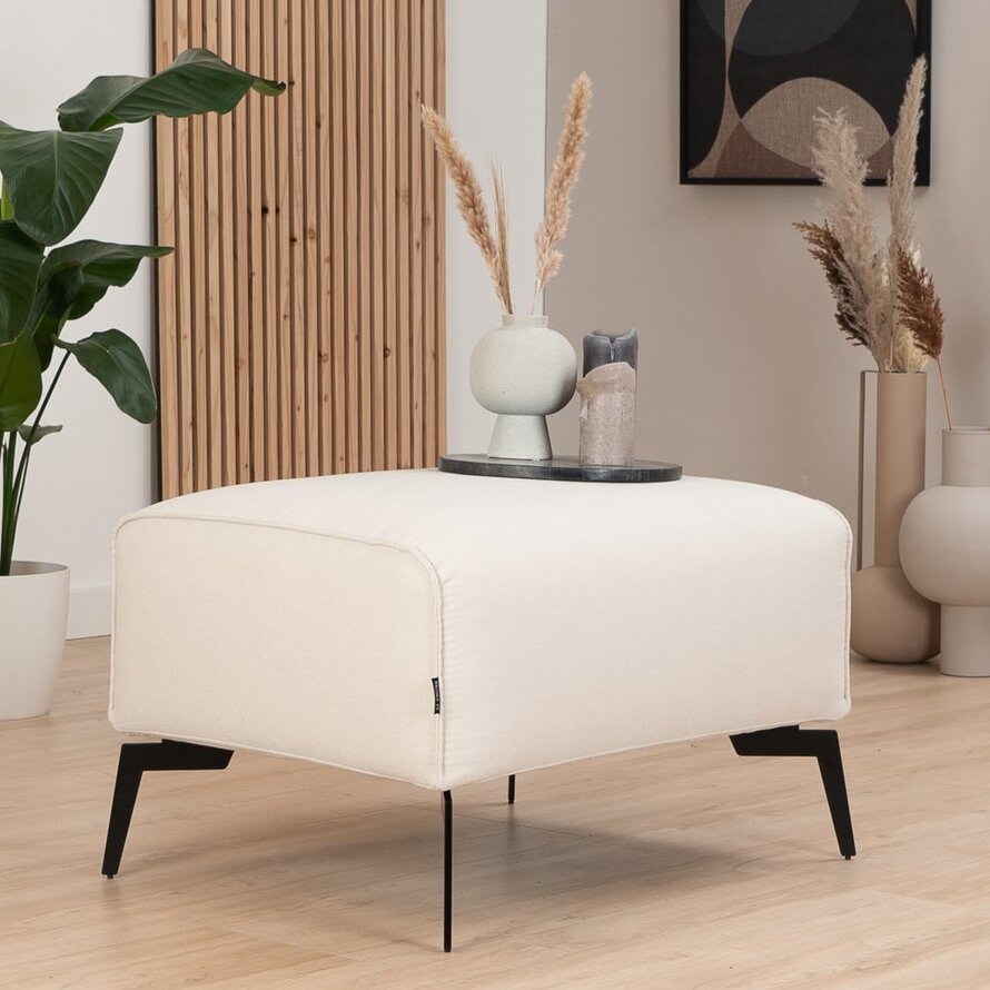 Stoff Hocker Vegas rechteckig beige