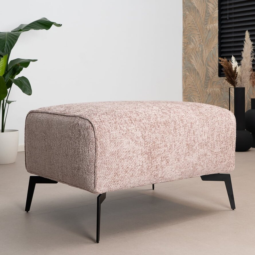 Chenille Hocker Vegas rechteckig rosa