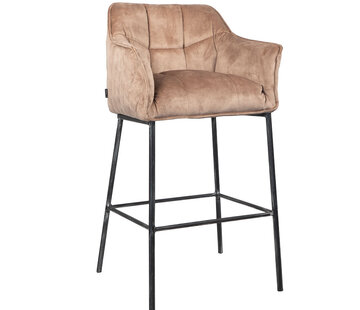 Bronx71 Barstuhl Samt Jayron mit Armlehne taupe 82 cm