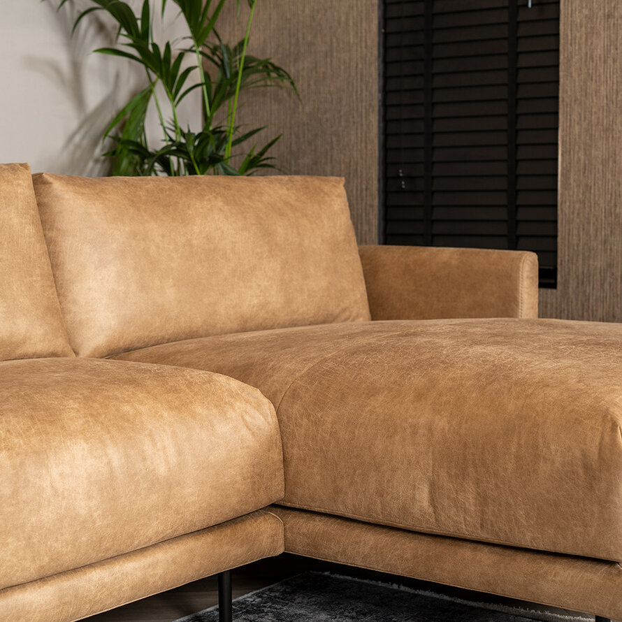 Ecksofa Denver Leder beige rechts