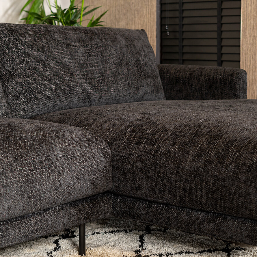 Ecksofa Denver Chenille schwarz rechts