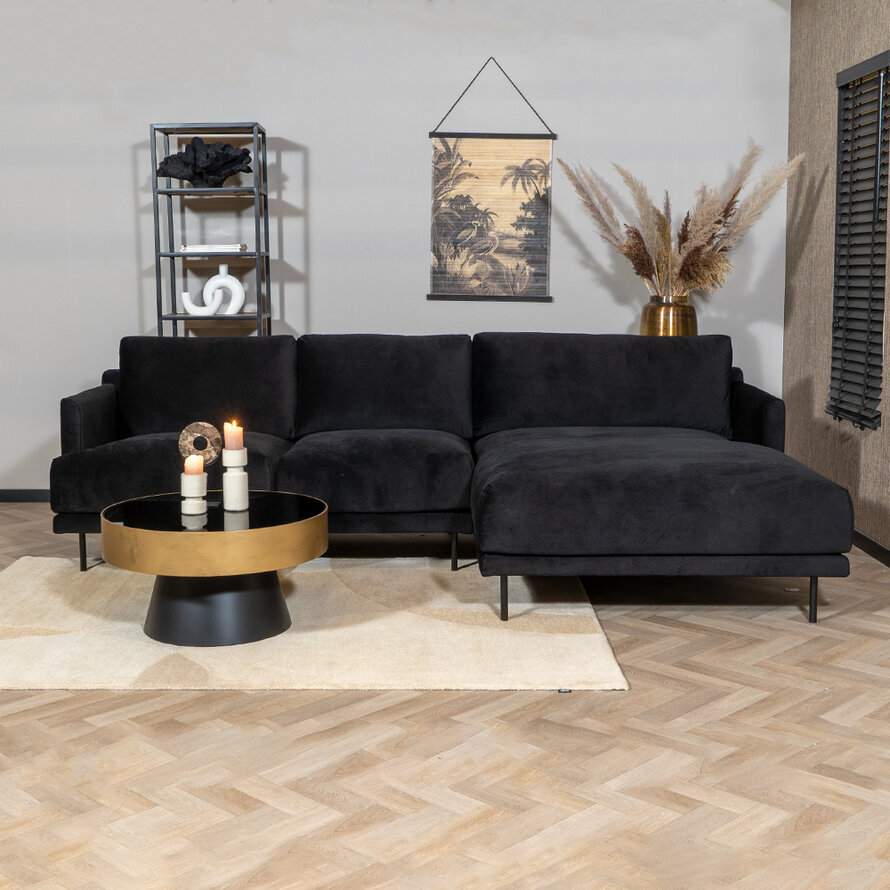 Ecksofa Denver Samt schwarz rechts