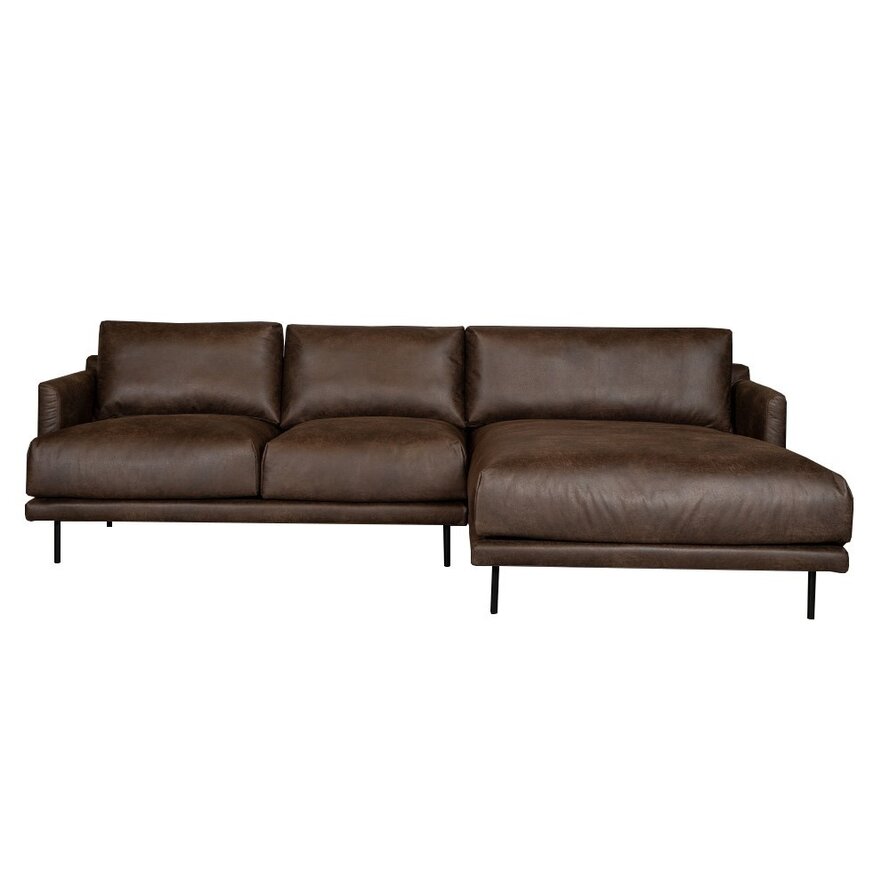 Ecksofa Denver Leder braun rechts