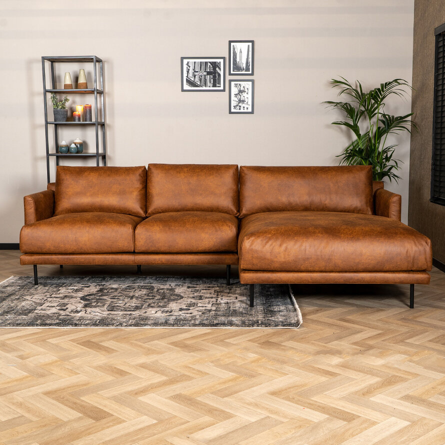 Ecksofa Denver Leder cognac rechts