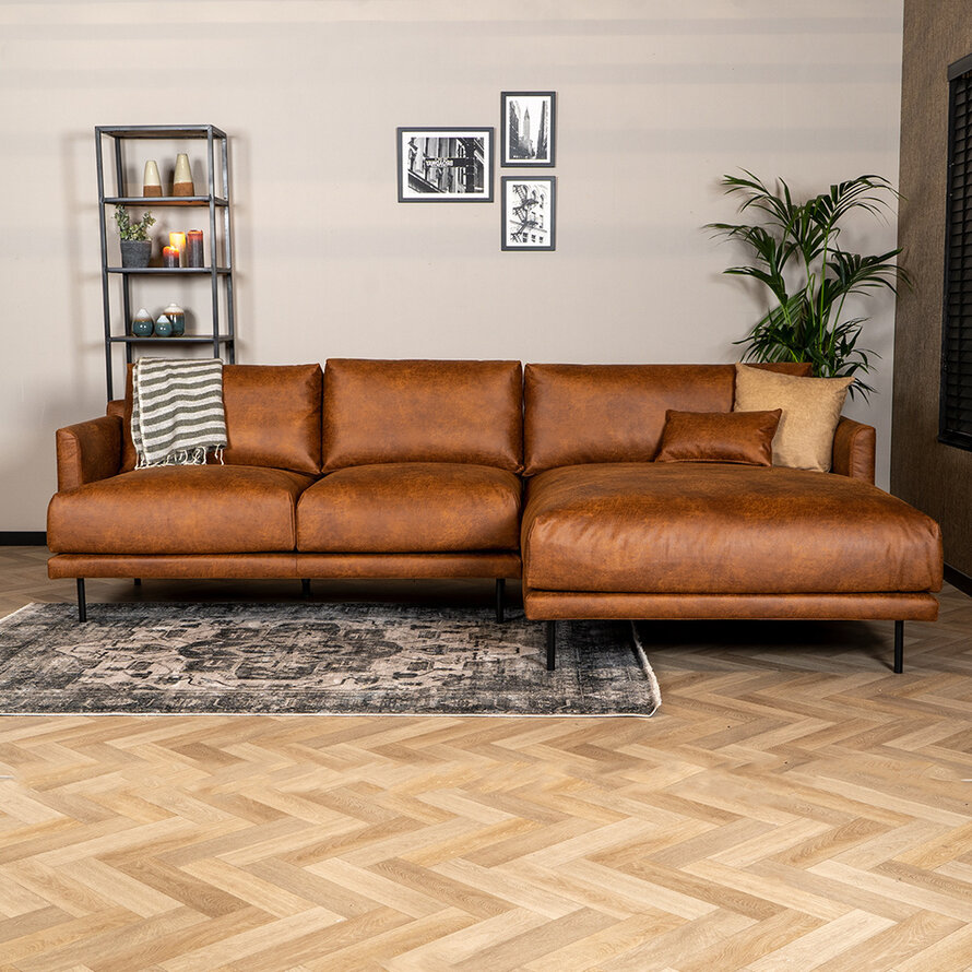 Ecksofa Denver Leder cognac rechts