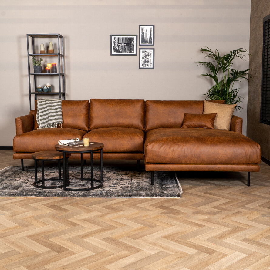 Ecksofa Denver Leder cognac rechts