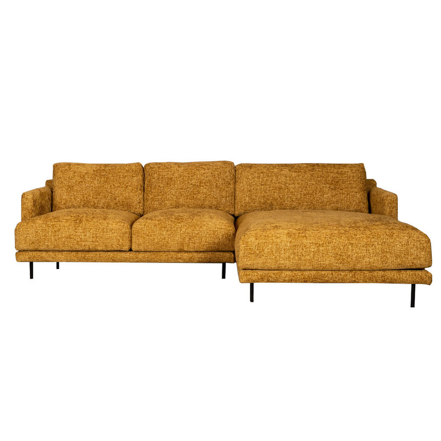 Ecksofa Denver Chenille ockergelb/cognac rechts