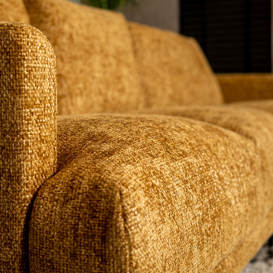 Ecksofa Denver Chenille ockergelb/cognac rechts