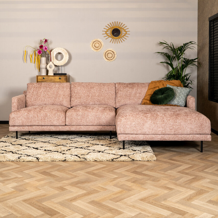 Ecksofa Denver Chenille rosa rechts