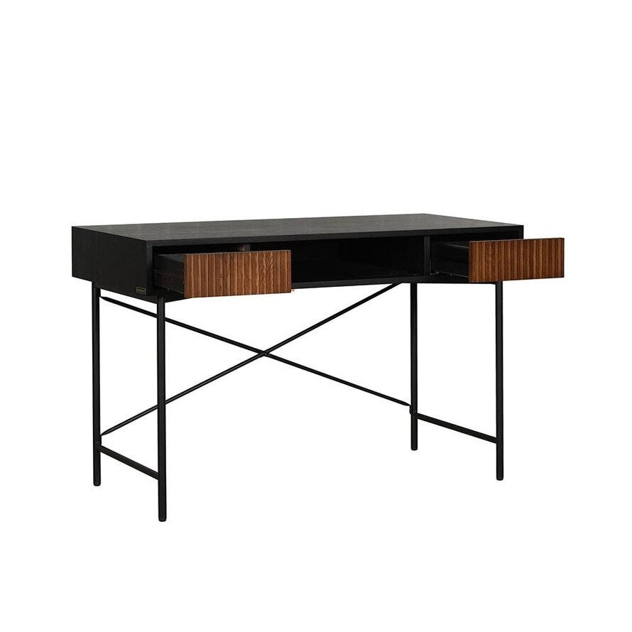 Schreibtisch Maury schwarz / Eiche dunkel 120x55x77cm