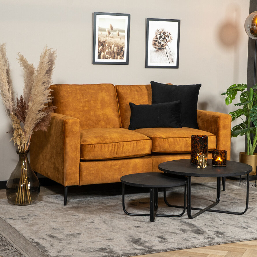 Samt Sofa 2-Sitzer Florida ockergelb/cognac