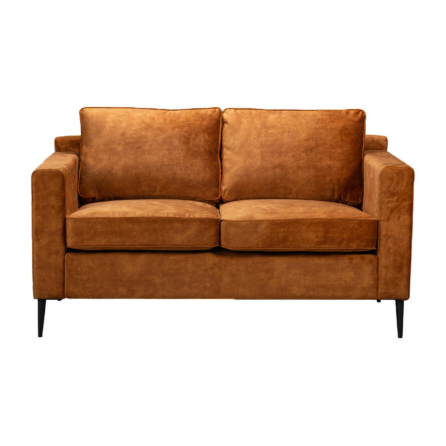 Samt Sofa 2-Sitzer Florida ockergelb/cognac