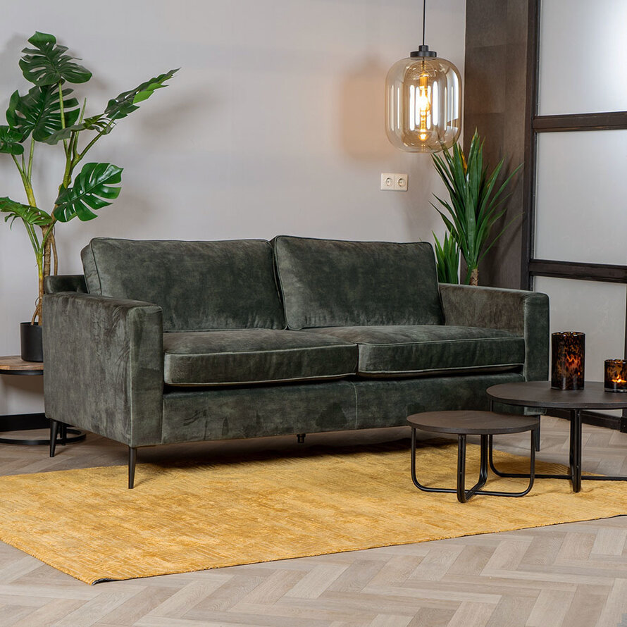 Samt Sofa 3-Sitzer Florida dunkelgrün