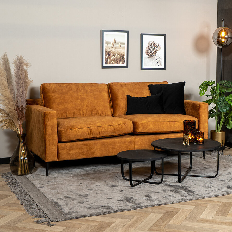 Samt Sofa 3-Sitzer Florida ockergelb/cognac