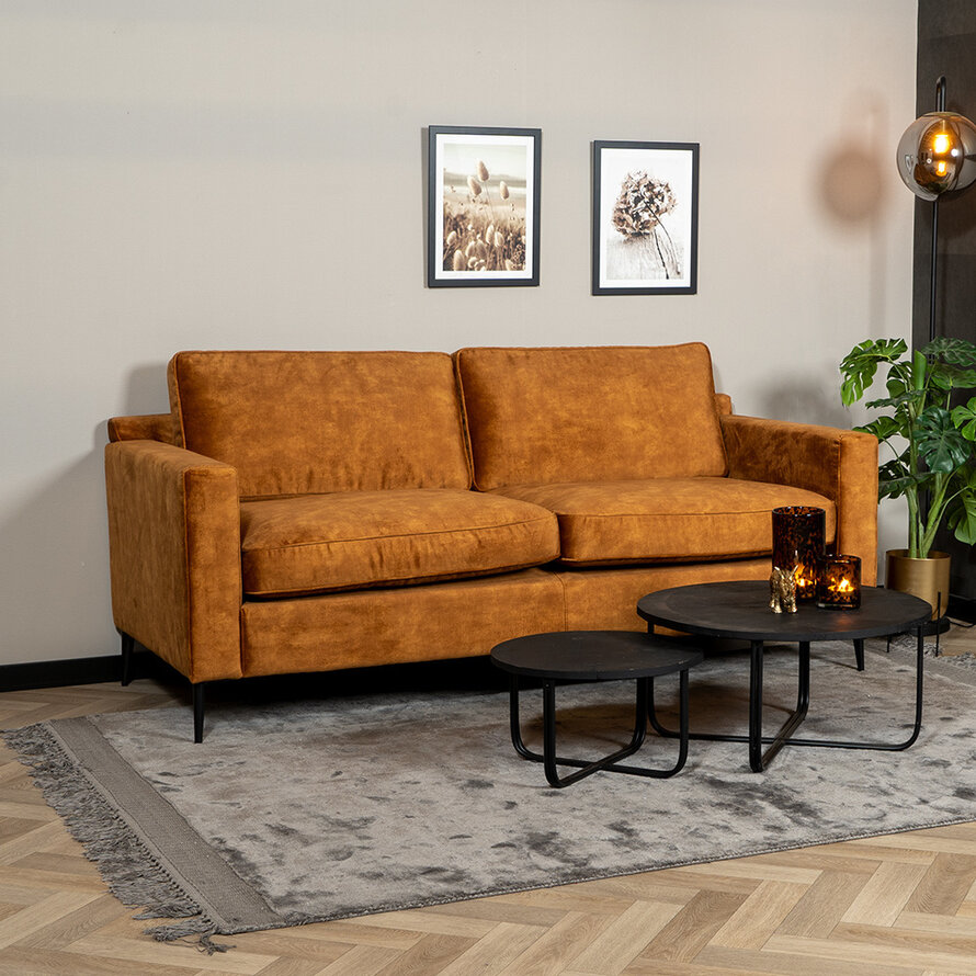 Samt Sofa 3-Sitzer Florida ockergelb/cognac