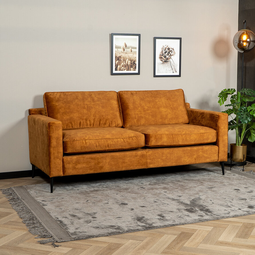 Samt Sofa 3-Sitzer Florida ockergelb/cognac