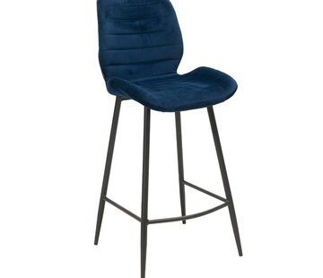 Bronx71 Gastro Barstuhl Samt Toby dunkelblau 71 cm