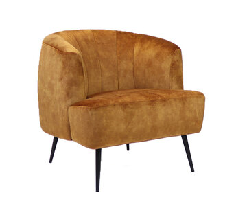 Bronx71 Samt Sessel Billy modern ockergelb/cognac
