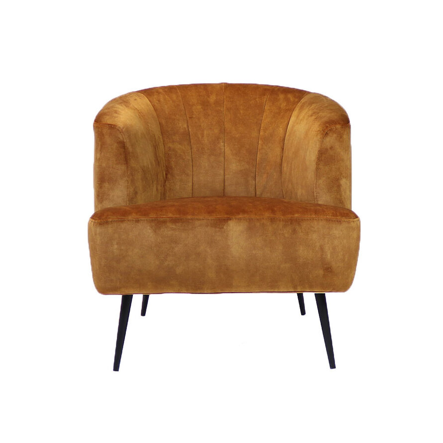 Samt Sessel Billy modern ockergelb/cognac