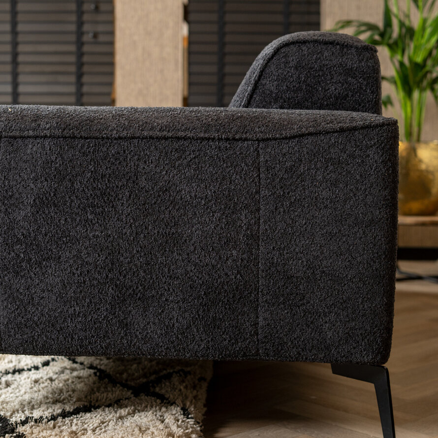 Bouclé Sofa Vegas 2,5-Sitzer schwarz