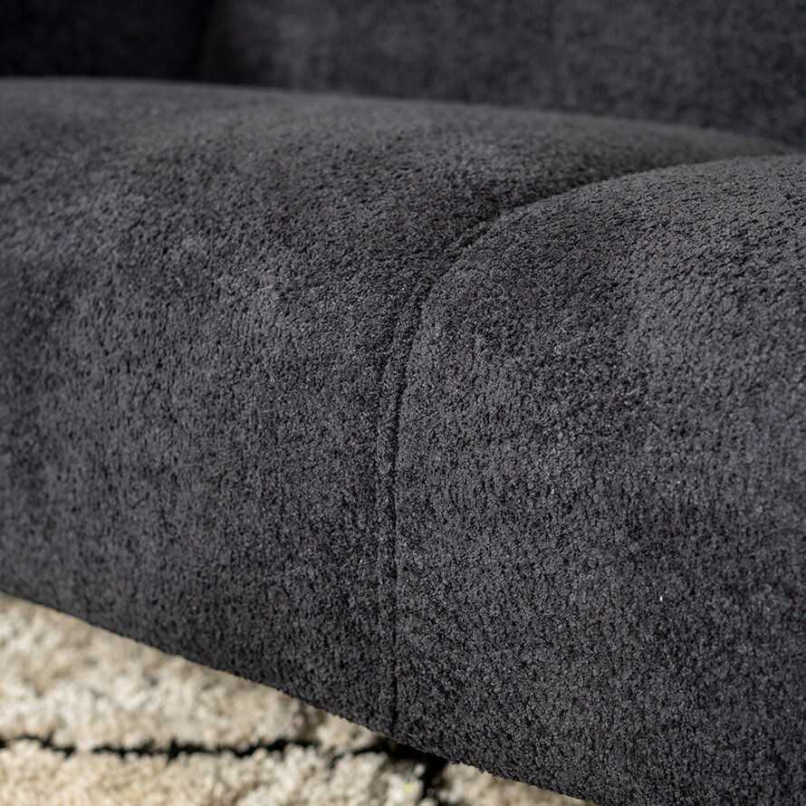 Bouclé Sofa Vegas 2,5-Sitzer schwarz