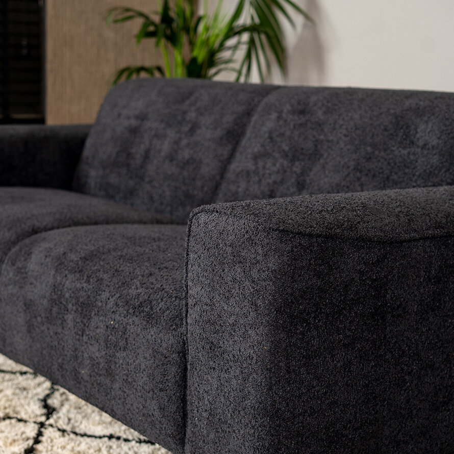 Bouclé Sofa Vegas 2,5-Sitzer schwarz