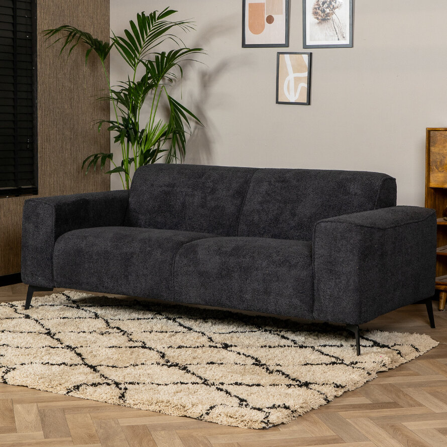 Bouclé Sofa Vegas 2,5-Sitzer schwarz