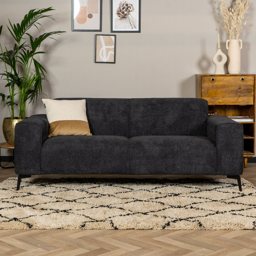 Bouclé Sofa Vegas 2,5-Sitzer schwarz