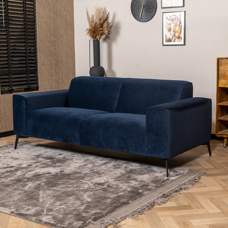 Samt Sofa Vegas 2,5-Sitzer dunkelblau