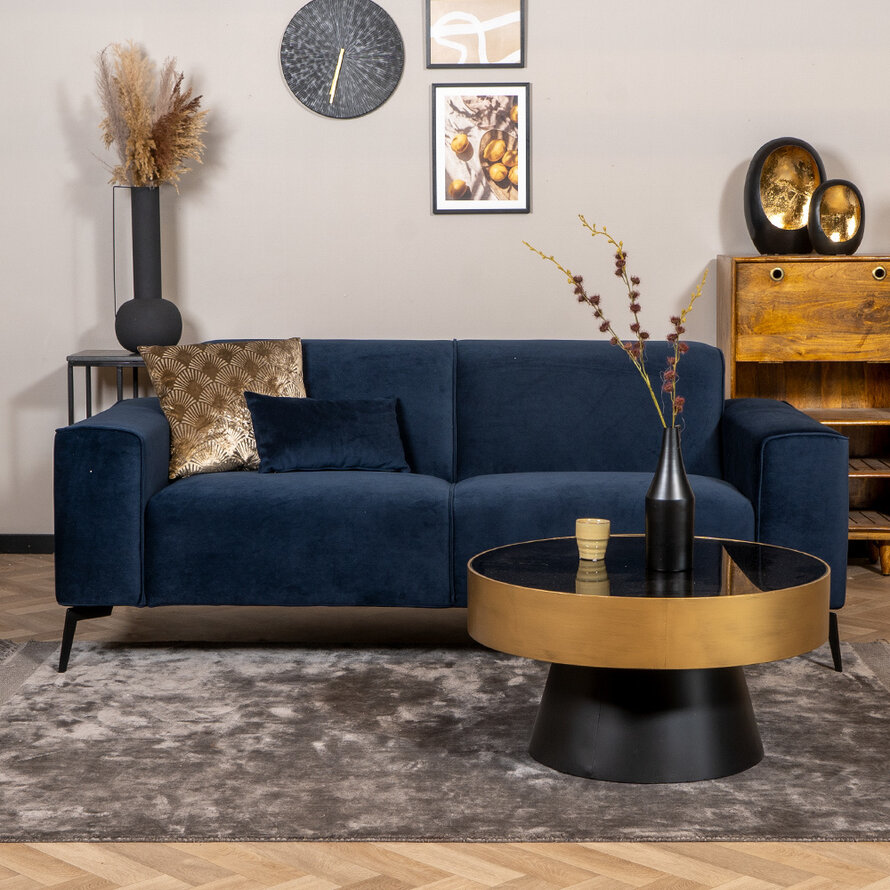 Samt Sofa Vegas 2,5-Sitzer dunkelblau