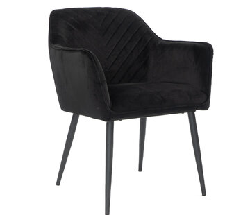 Bronx71 Stuhl Samt Fiona mit Armlehne schwarz